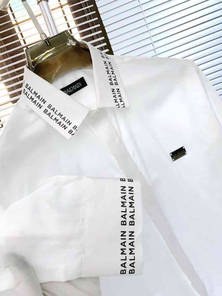 Balmain Embroidered White Premium Cotton Shirt-thumb-4