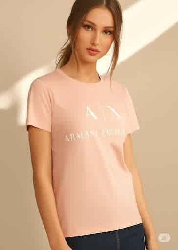 Pink Armani Exchange Sky Blue Premium Quality Women T-shirt