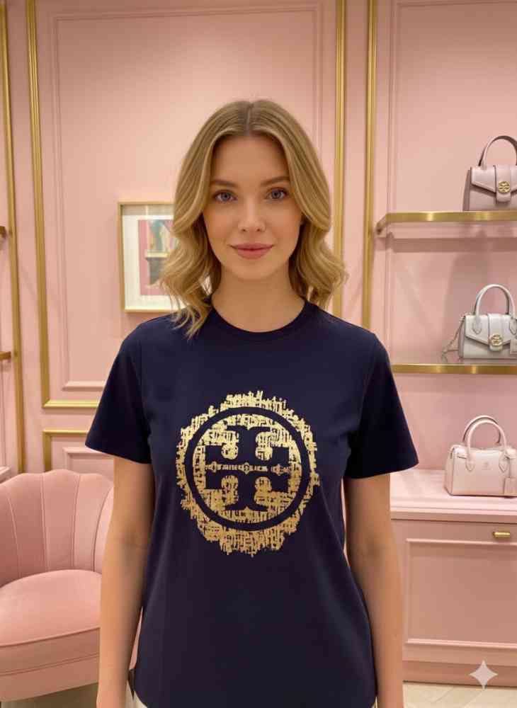 Blue Tory Burch Pink Premium Quality Women T-shirt