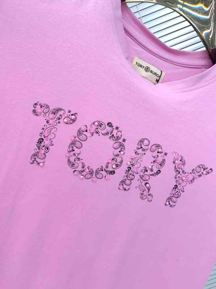 Tory Burch Pink Premium Quality Women T-shirt-thumb-4