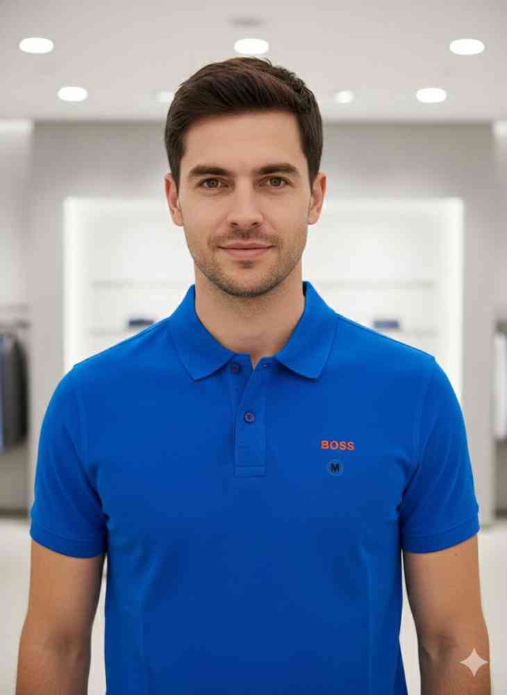 Hugo Boss Blue Premium Quality Polo Tees-thumb-3