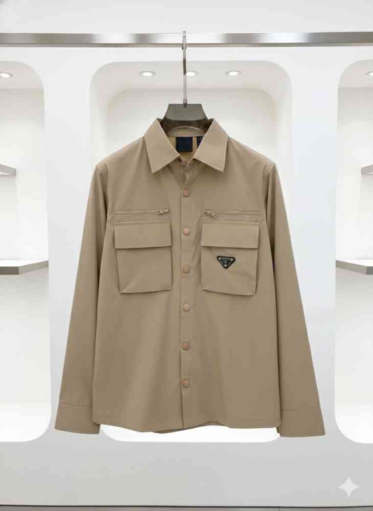 Prada Embroidery Brown Premium Quality Shirt-thumb-0