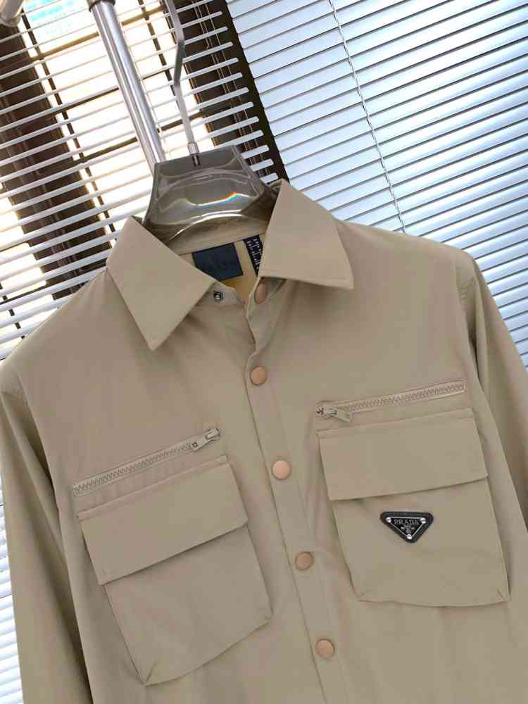 Prada Embroidery Brown Premium Quality Shirt-thumb-2