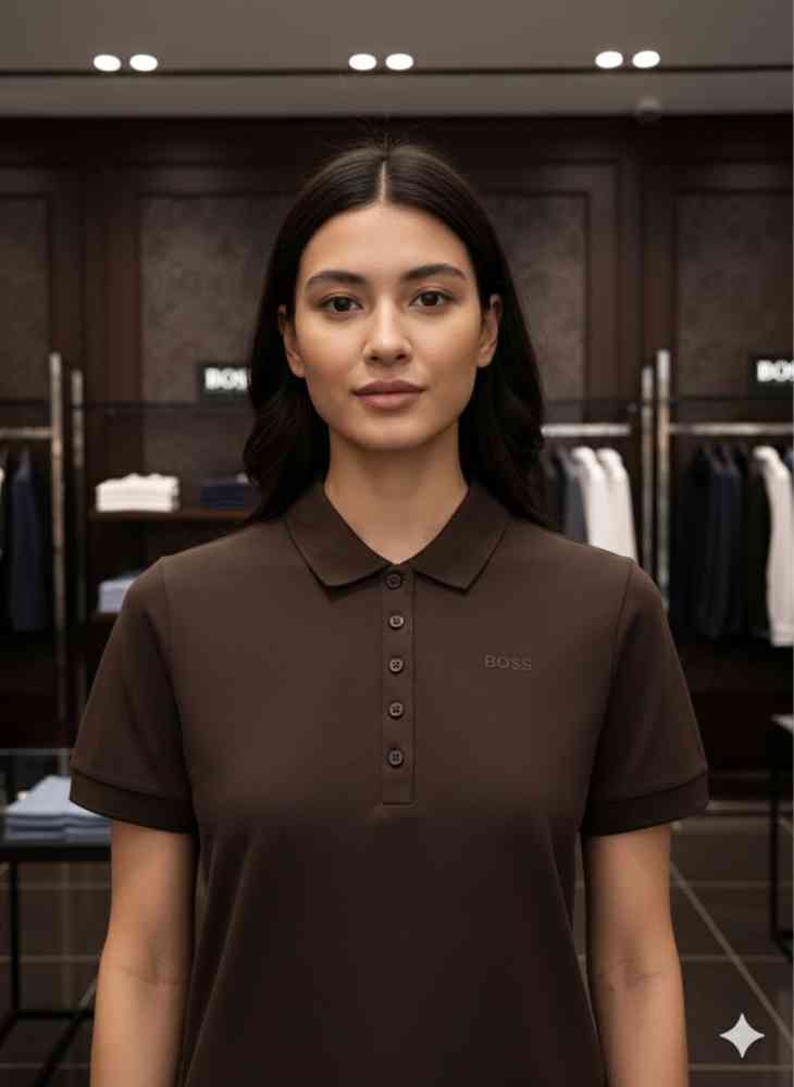 BOSS Dark Brown Premium Quality Women T-shirt-thumb-2