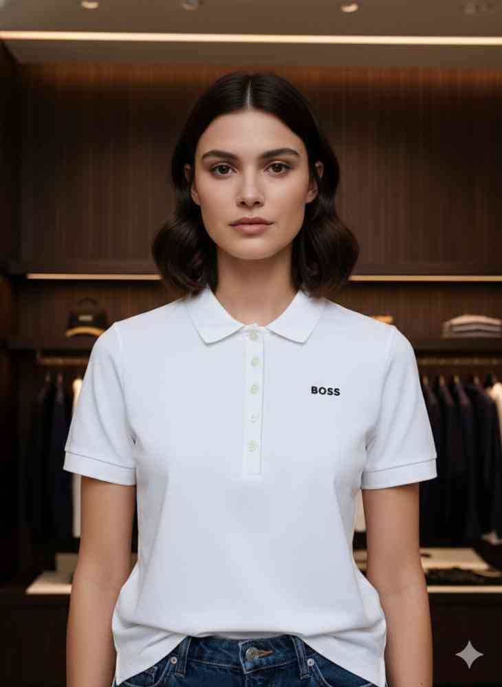 White BOSS Brown Premium Quality Women T-shirt