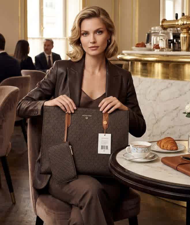 Michael Kors On The Go Series Brown Top Handle Bag-thumb-1