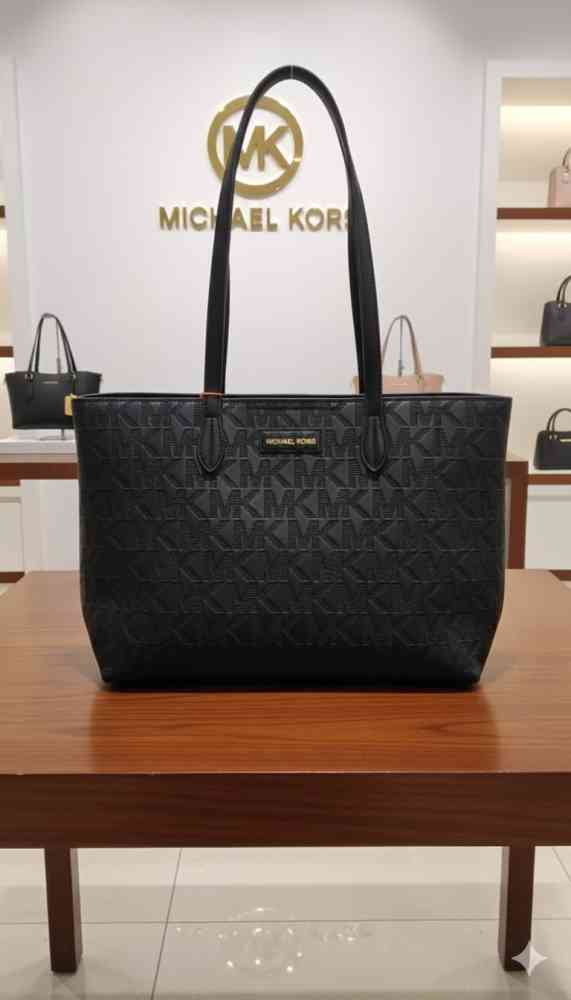 Black Michael Kors On The Go Series Brown Top Handle Bag