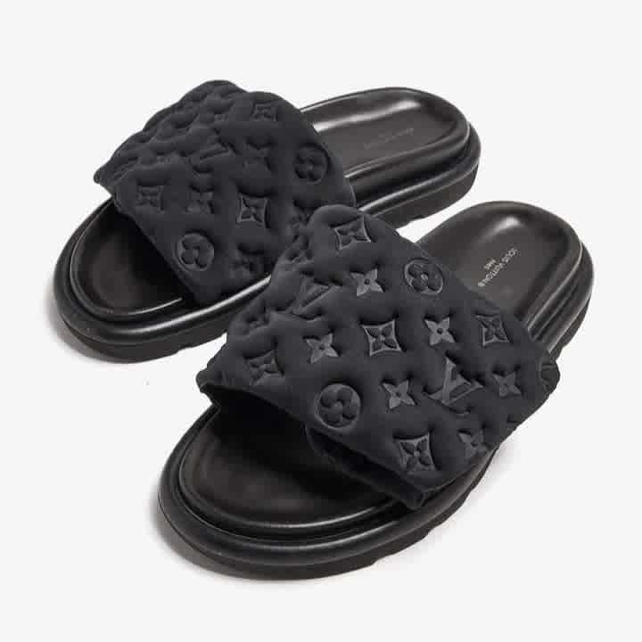 Black Louis Vuitton Pool Pillow Mule Brown Flat
