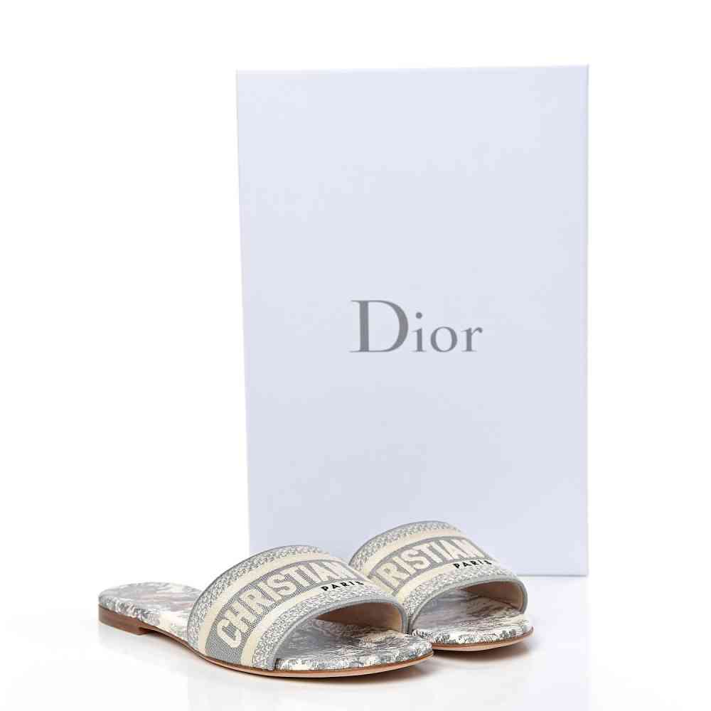 Dior Grey Premium Quality Women's Flat Sandals-thumb-4