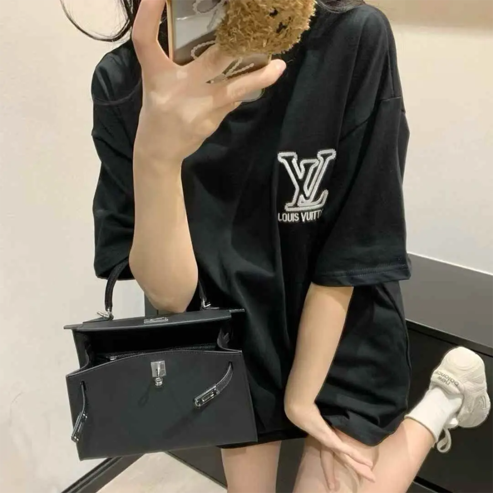 Black Louis Vuitton White Premium Quality T-Shirt