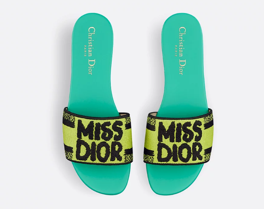 Miss Dior Green Premium Quality Women's Flat Sandals-1