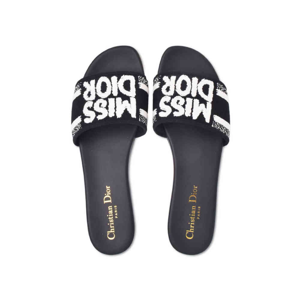 Miss Dior Black Premium Quality Women's Flat Sandals-4