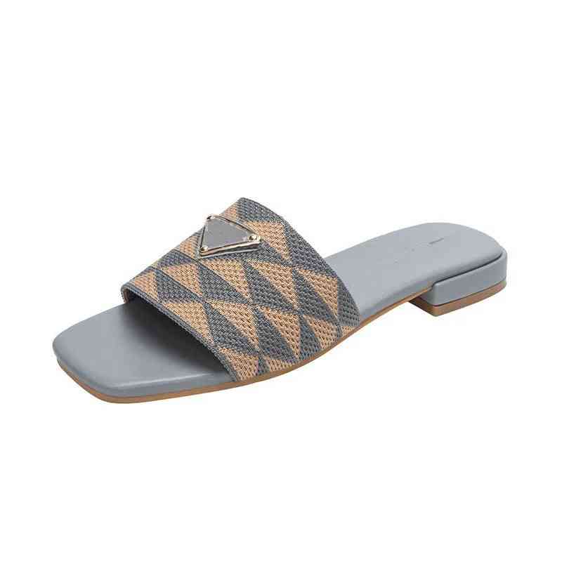 Grey Prada Black Premium Quality Women's Flat Sandals