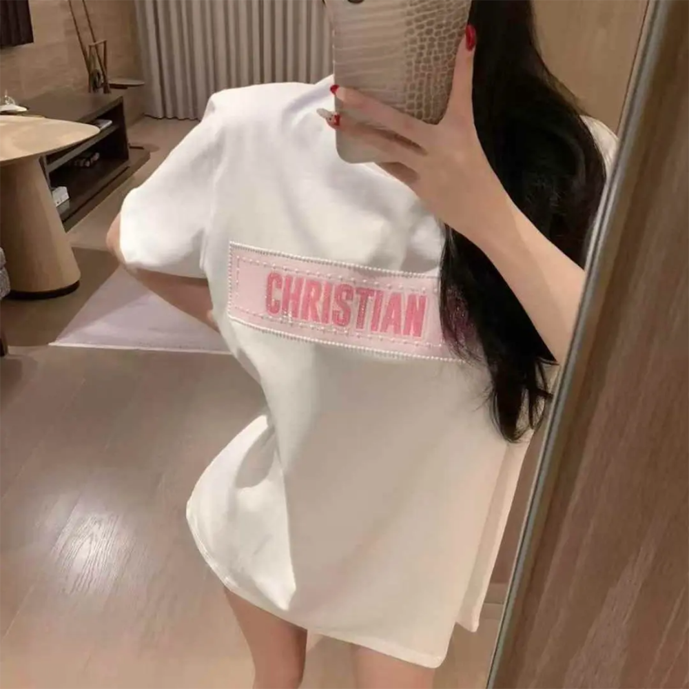 White Christion Dior Pink Premium Quality T-Shirt