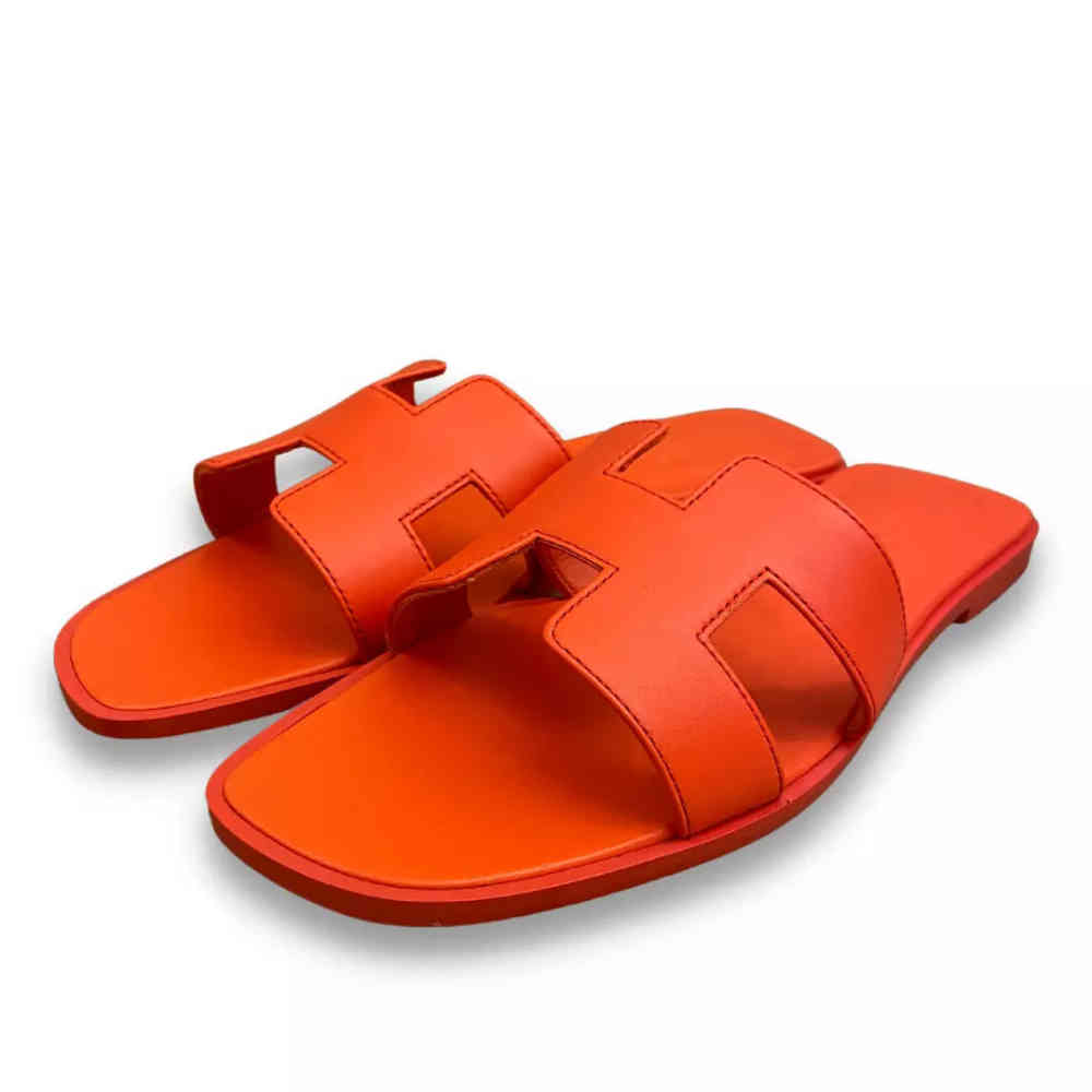 Hermes Orange Premium Quality Women's Flat Sandals-3