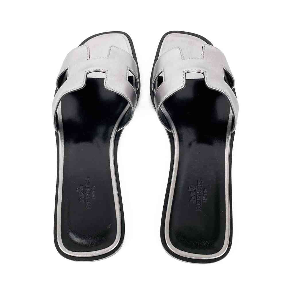 Hermes Silver Premium Quality Women's Flat Sandals-2