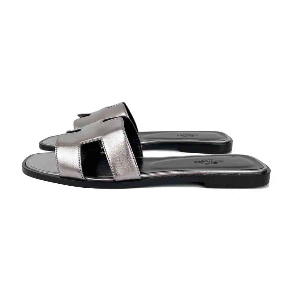 Hermes Silver Premium Quality Women's Flat Sandals-1