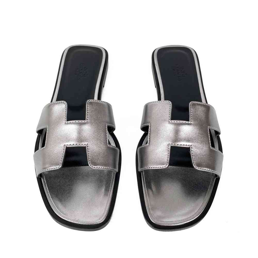 Hermes Silver Premium Quality Women's Flat Sandals-3