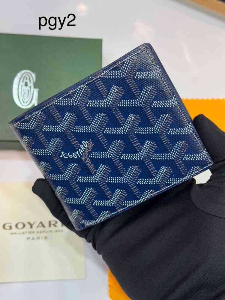 Navy Blue Goyard Brown Premium Compact Wallet