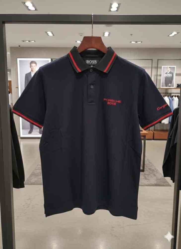 Hugo Boss Navy Blue Premium Quality Tees-thumb-3