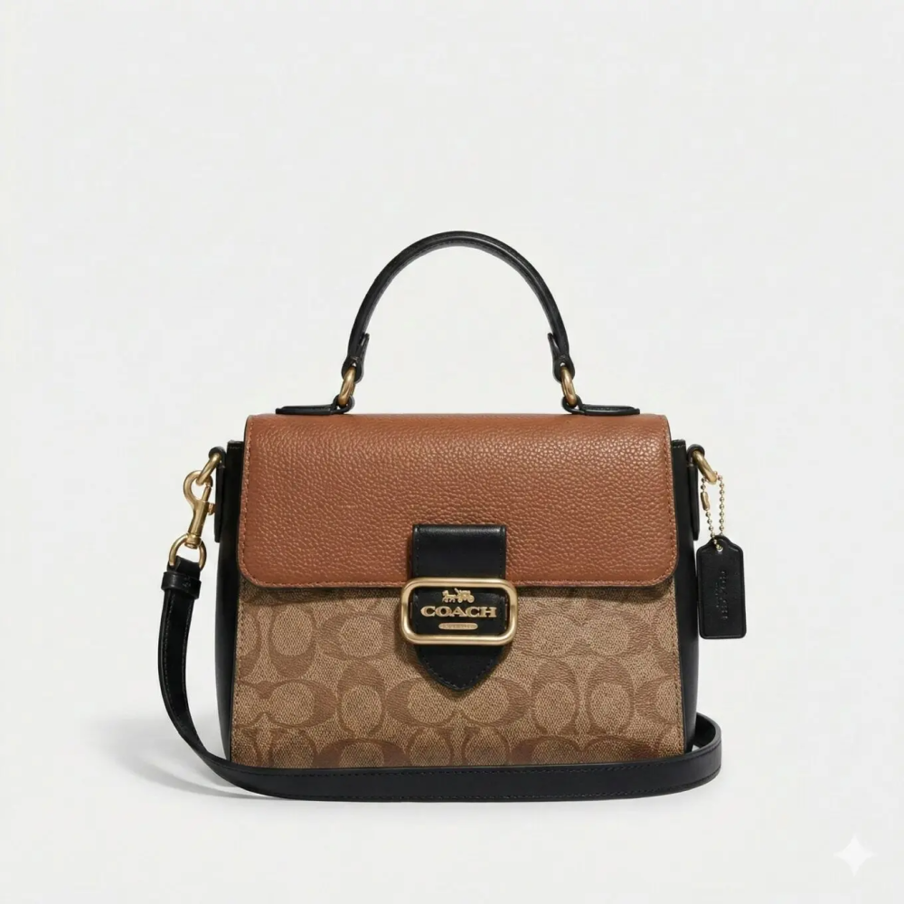 Brown Coach Morgan Black Saddle Sling Bag