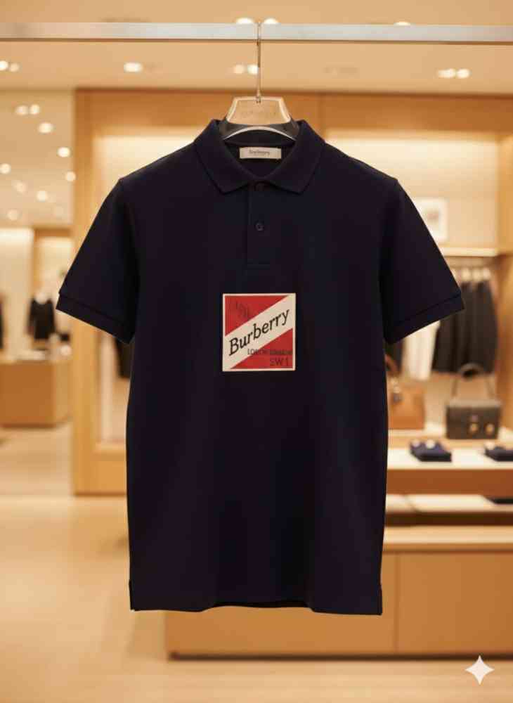 Burberry Black Premium Exclusive Polo T-shirt-thumb-2