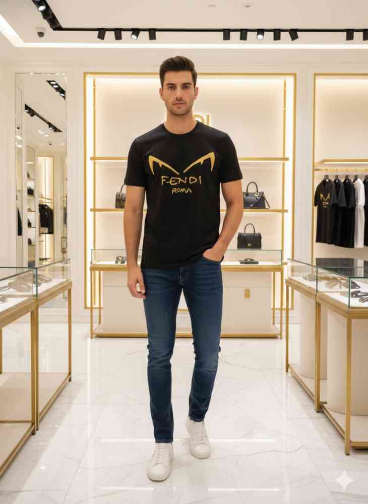 Fendi Black Premium Quality T-shirt-1