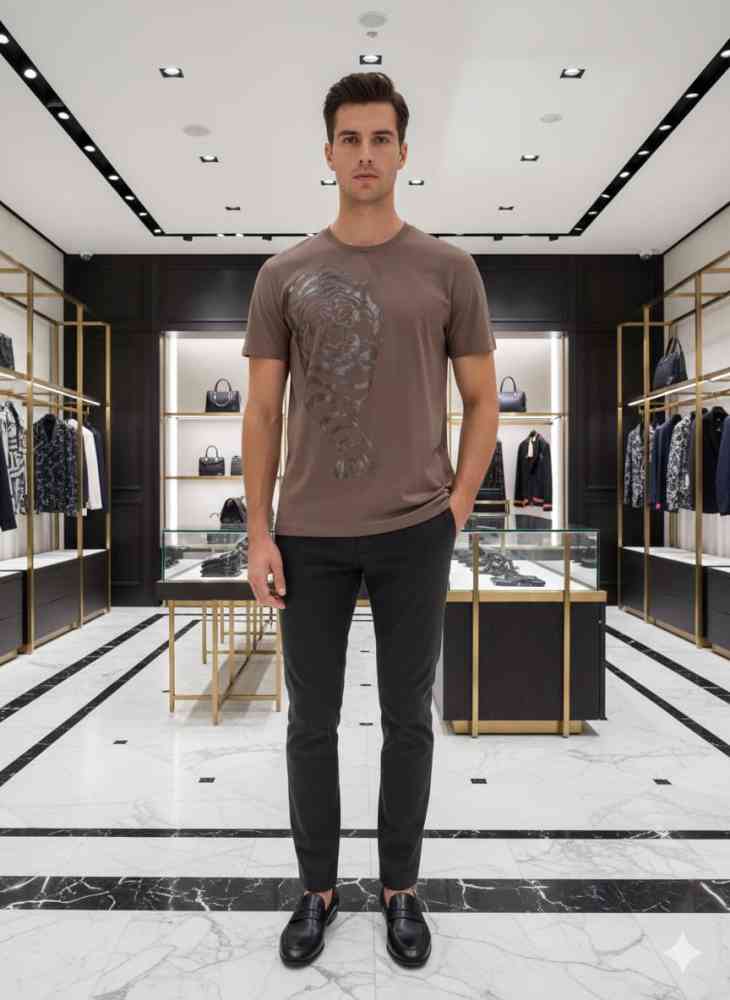 Balmain Clubwear Beige Premium Quality T-shirt-thumb-0