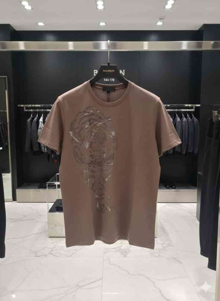 Balmain Clubwear Beige Premium Quality T-shirt-thumb-2