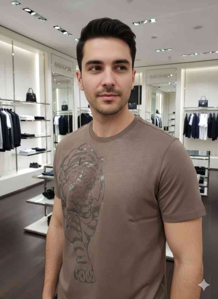 Balmain Clubwear Beige Premium Quality T-shirt-thumb-1