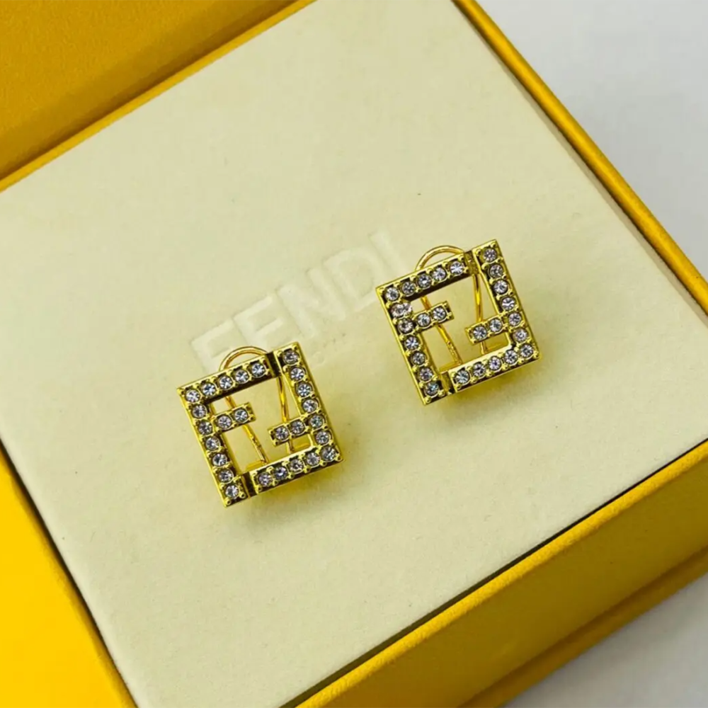 Gold Fendi Forever Rose Gold Stud Earrings