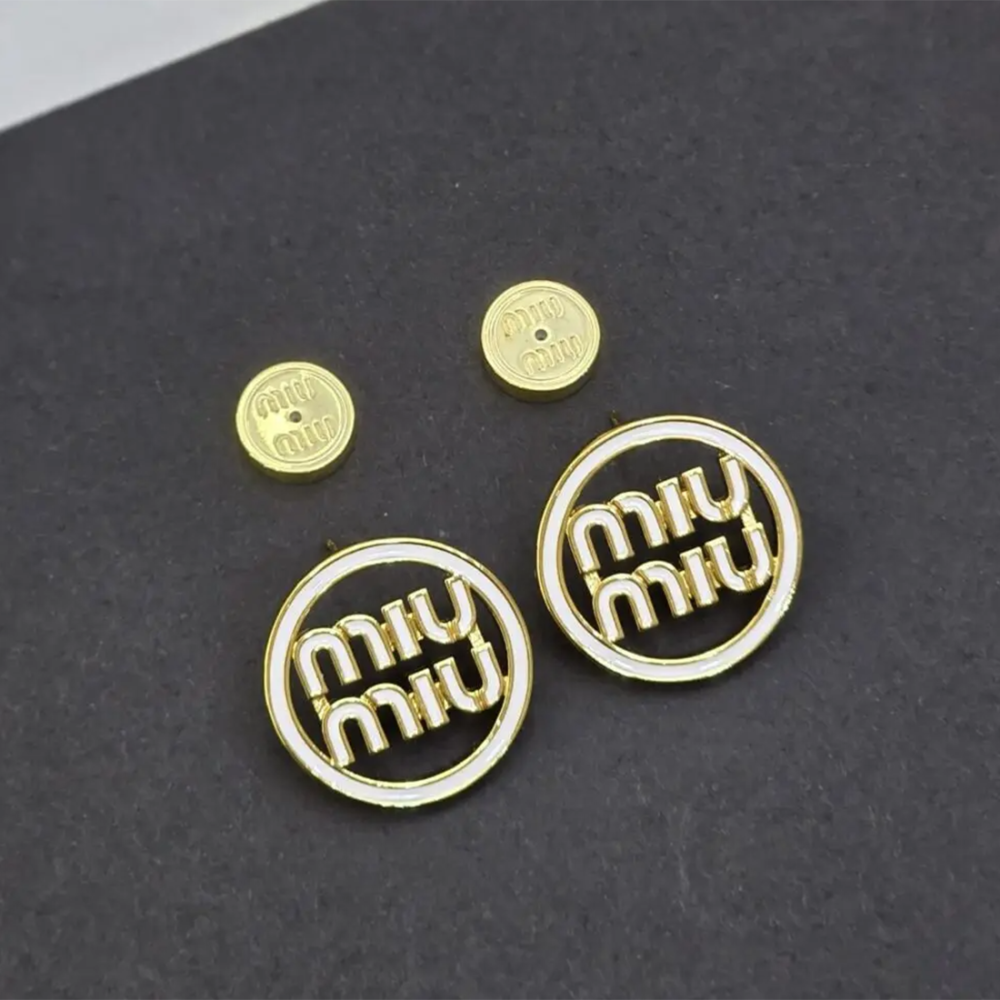 Gold Miu Miu Enameled Metal Rose Gold Stud Earrings