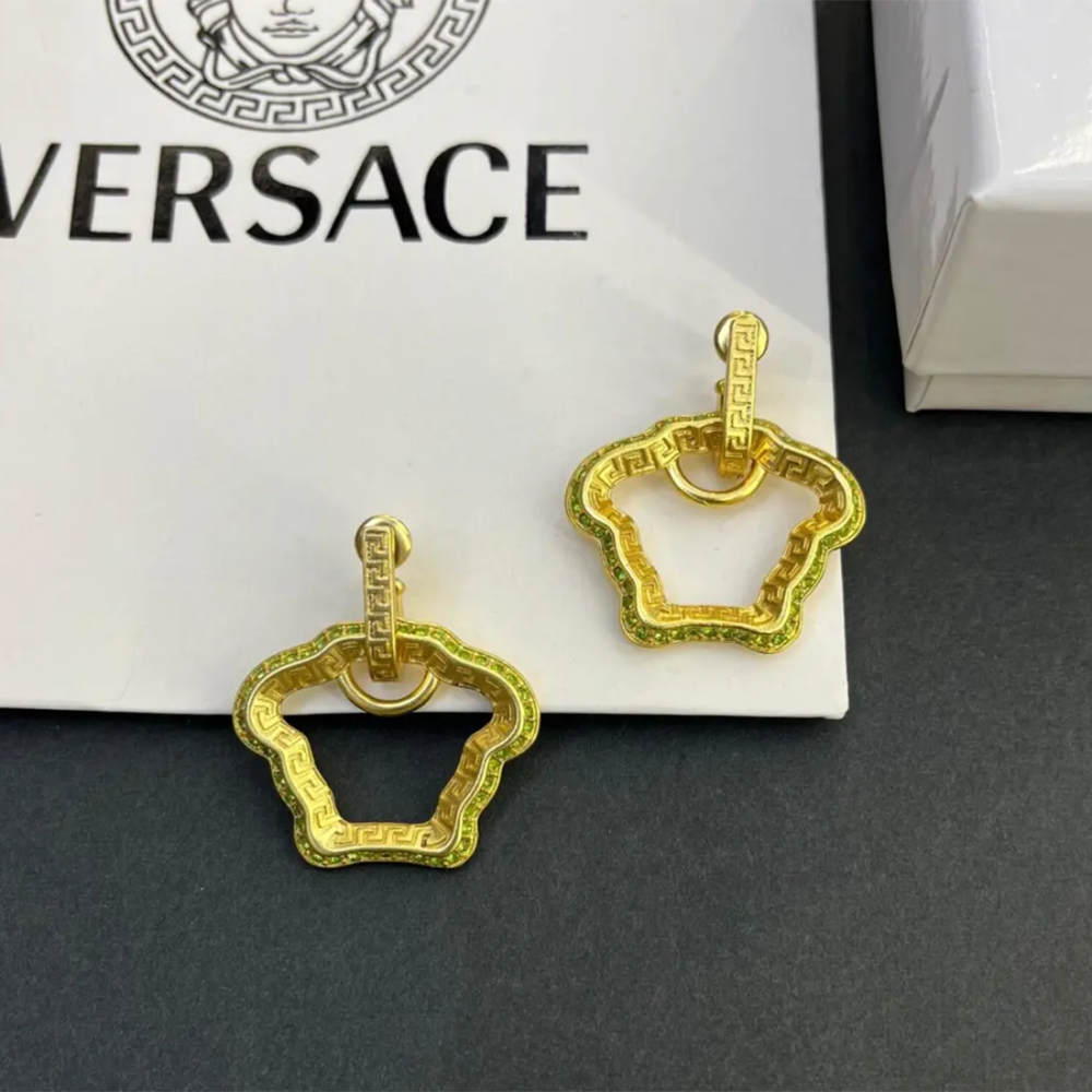 Versace Crystal La Medusa Curve Drop Earrings-thumb-1