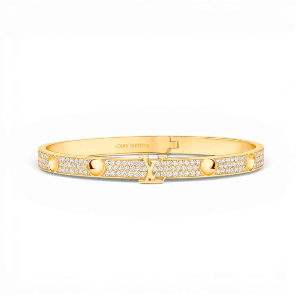 Golden Louis Vuitton Rose Gold Empreinte Medium Bracelet