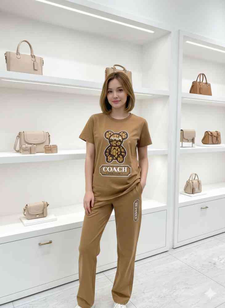 Coach Brown Premium Quality Co-ord Set-thumb-1