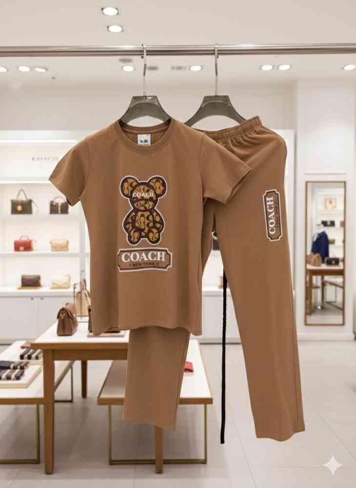 Coach Brown Premium Quality Co-ord Set-thumb-2