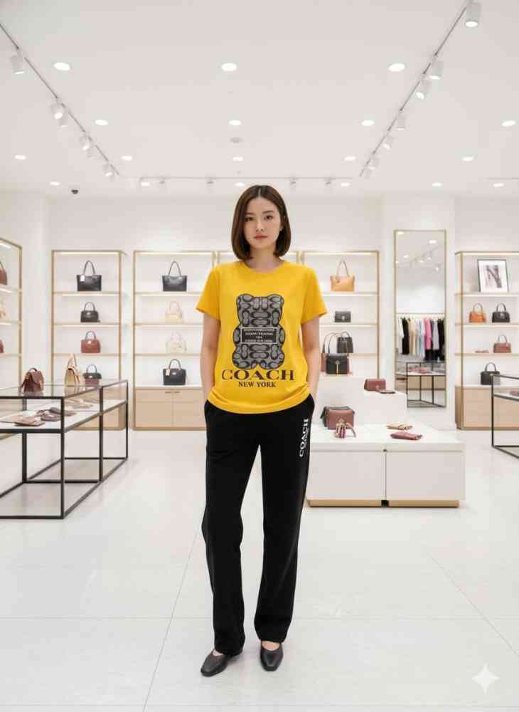 Coach Yellow/Black Premium Quality Co-ord Set-thumb-0