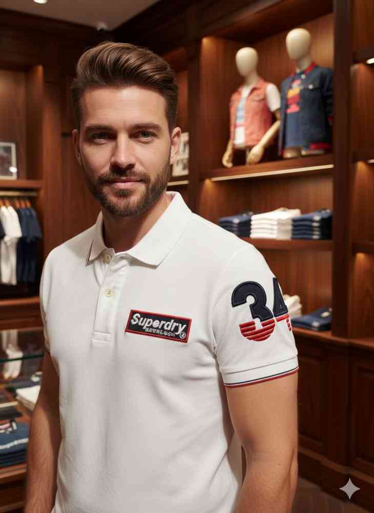 White Superdry Orange Premium Quality Tees