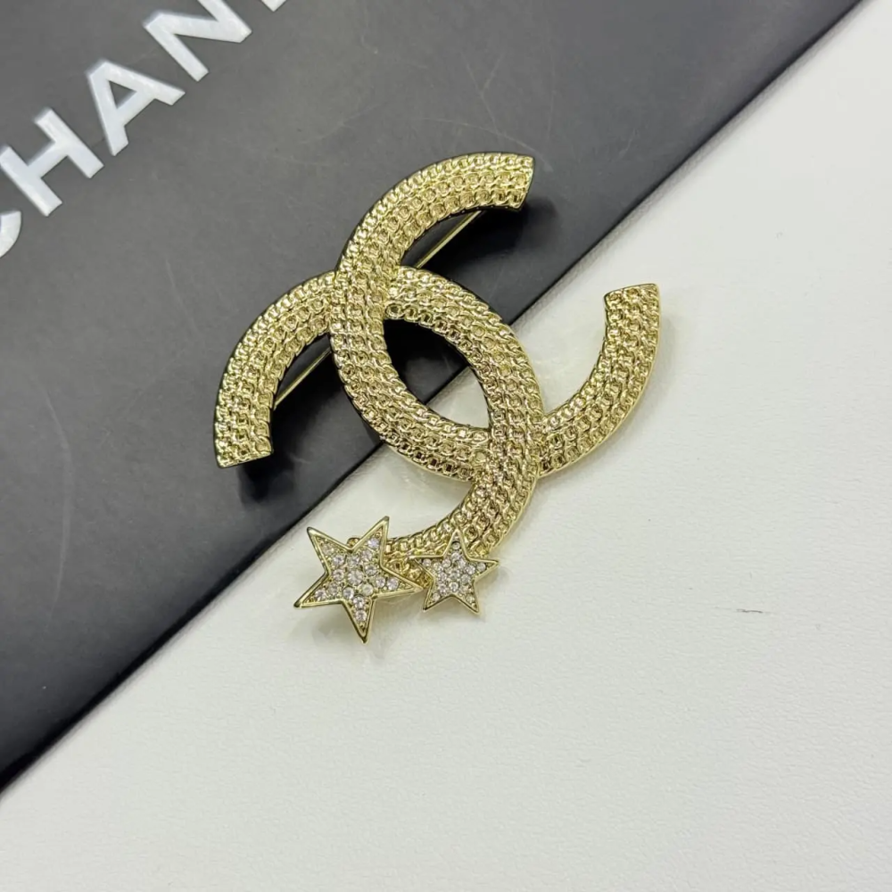 Chanel CC Textured Rhinestone Star Brooch ABB505-thumb-0