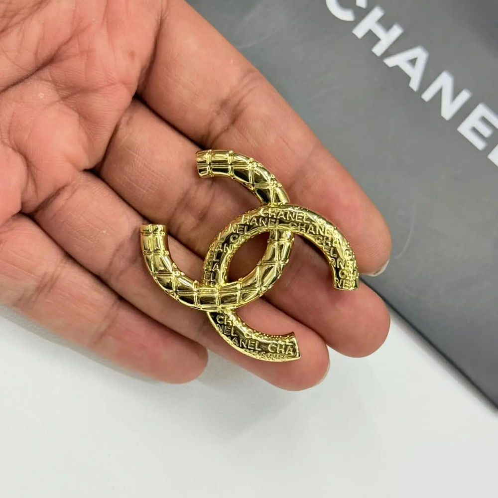 Chanel CC Quilted Logo Brooch-thumb-0