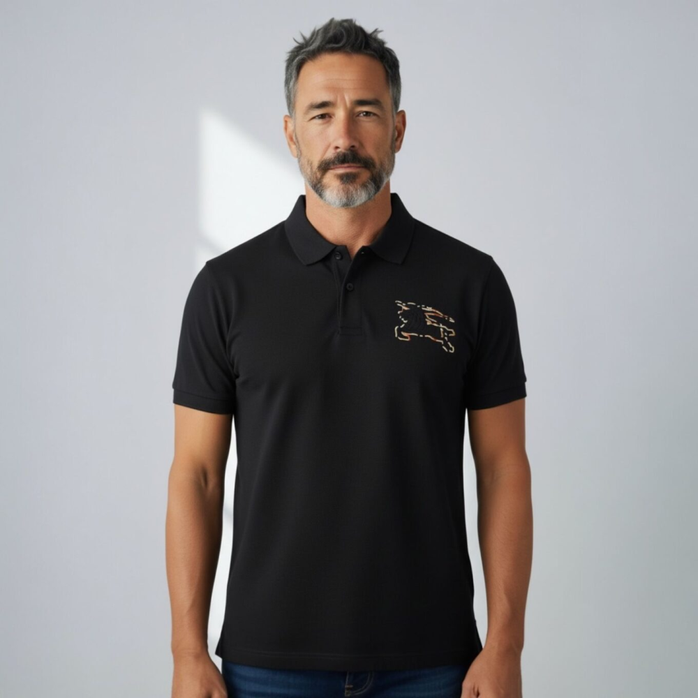 Black Burberry White Premium Exclusive Polo T-shirt