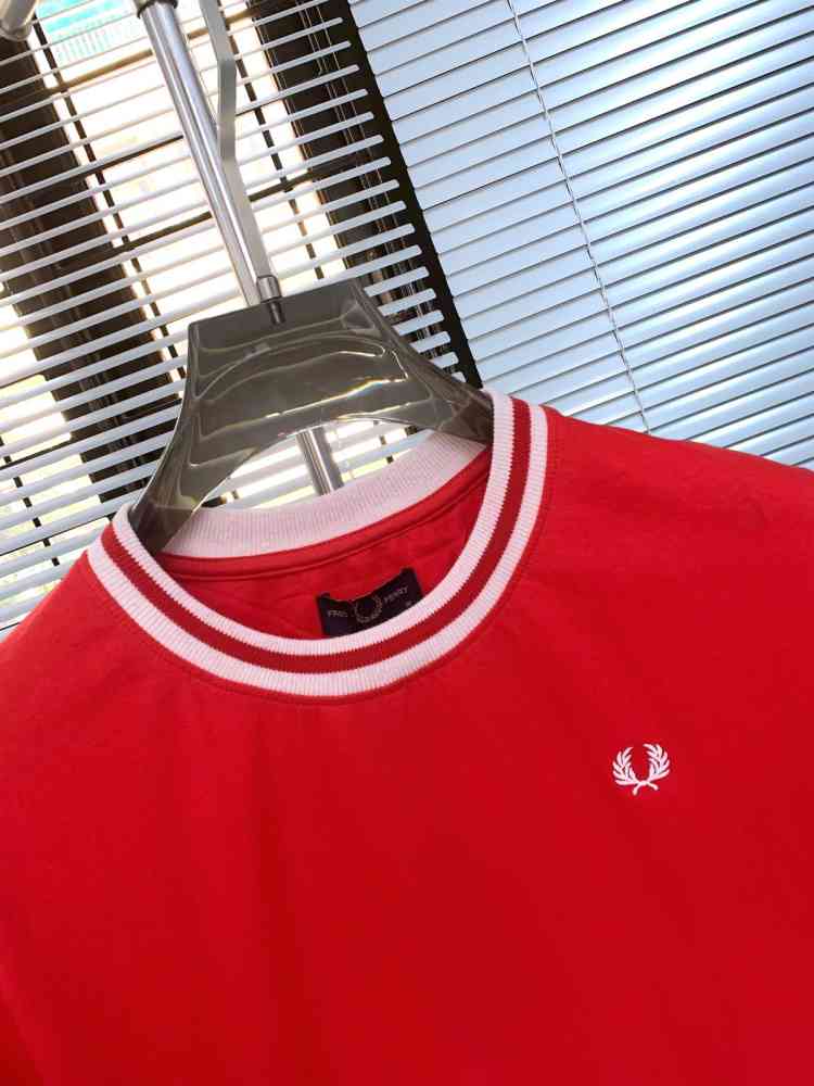 Fred Perry Embroidered logo Red Premium T-shirt-1