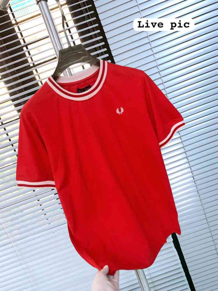 Fred Perry Embroidered logo Red Premium T-shirt-2