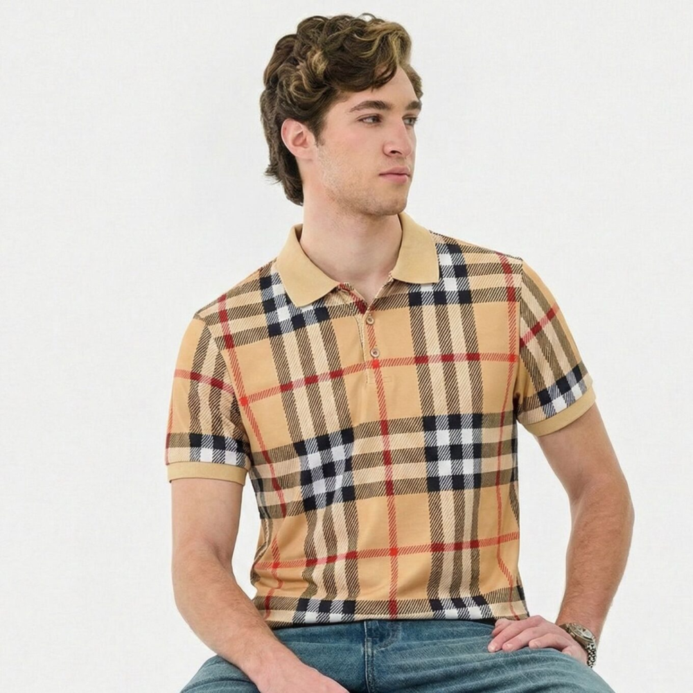 Burberry Check Cotton Jacquard Polo T-Shirt-thumb-0