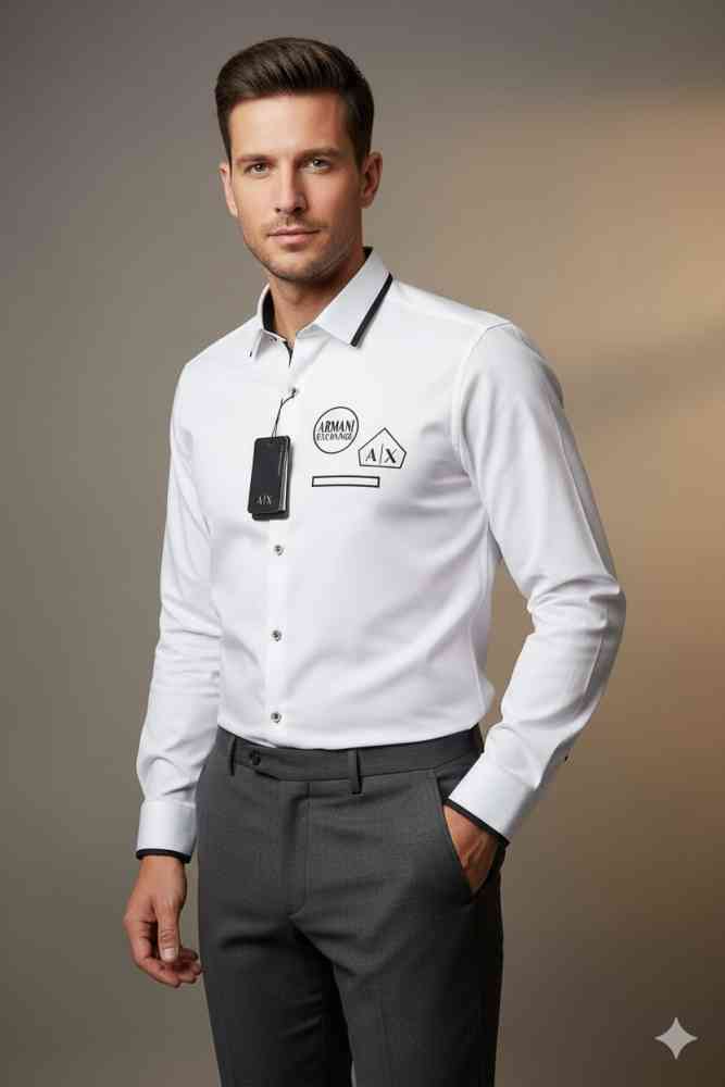 White Armani Exchange Black Premium Quality Cotton Shirt