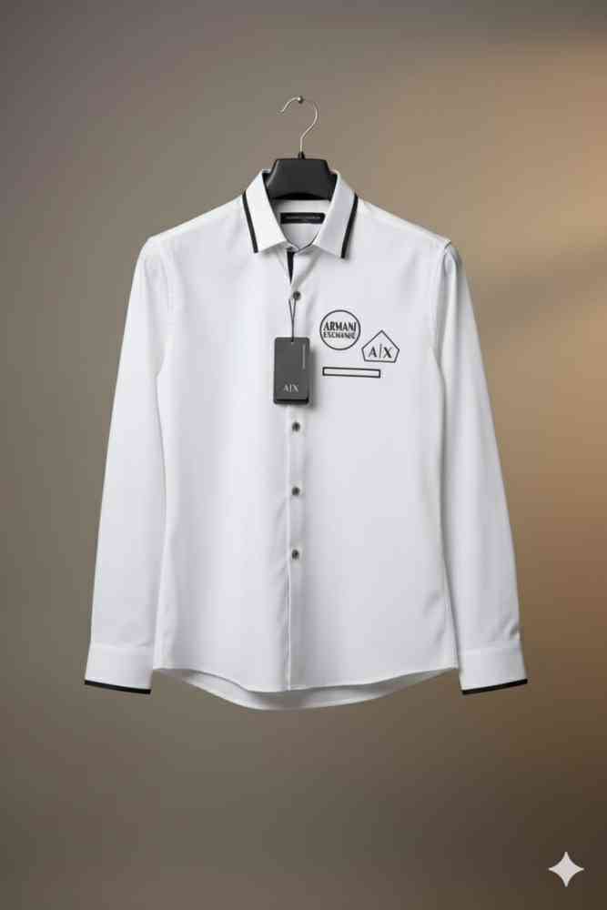 Armani Exchange White Premium Quality Cotton Shirt-thumb-2