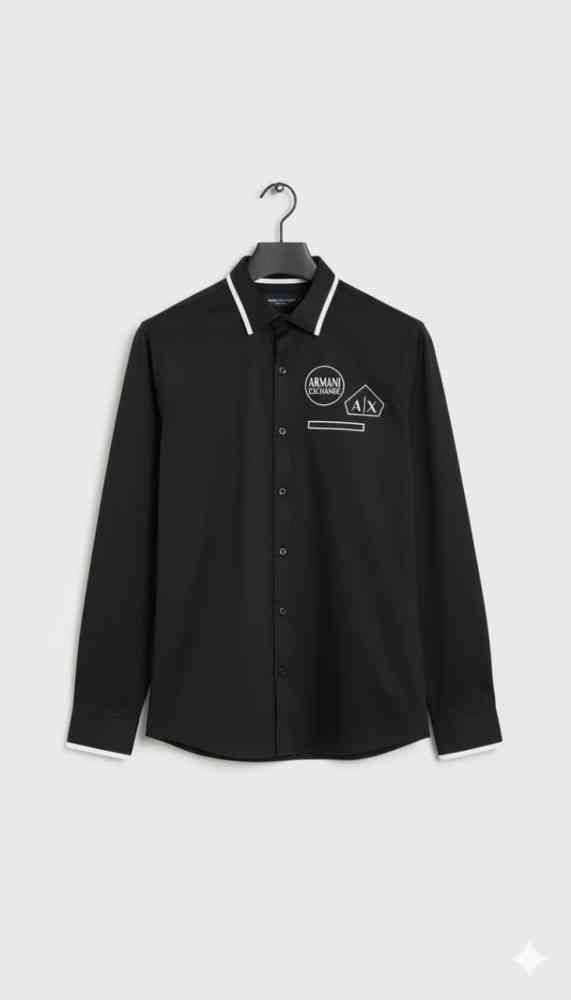 Armani Exchange Black Premium Quality Cotton Shirt-thumb-2