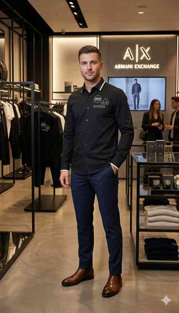 Armani Exchange Black Premium Quality Cotton Shirt-thumb-0