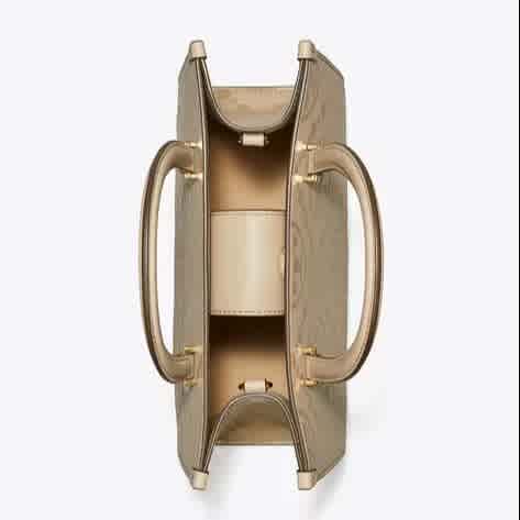 Tory Burch Monogram Beige Small Tote Bag-2