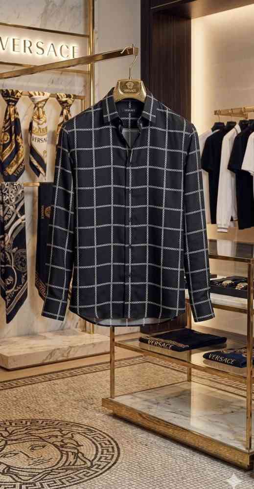 Versace Black Premium Quality Cotton Shirt-thumb-2